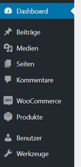 Menüleiste des WooCommerce-Shopmanagers