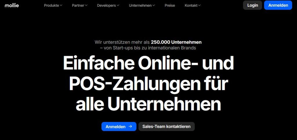 Screenshot Zahlungsdienstleister Mollie