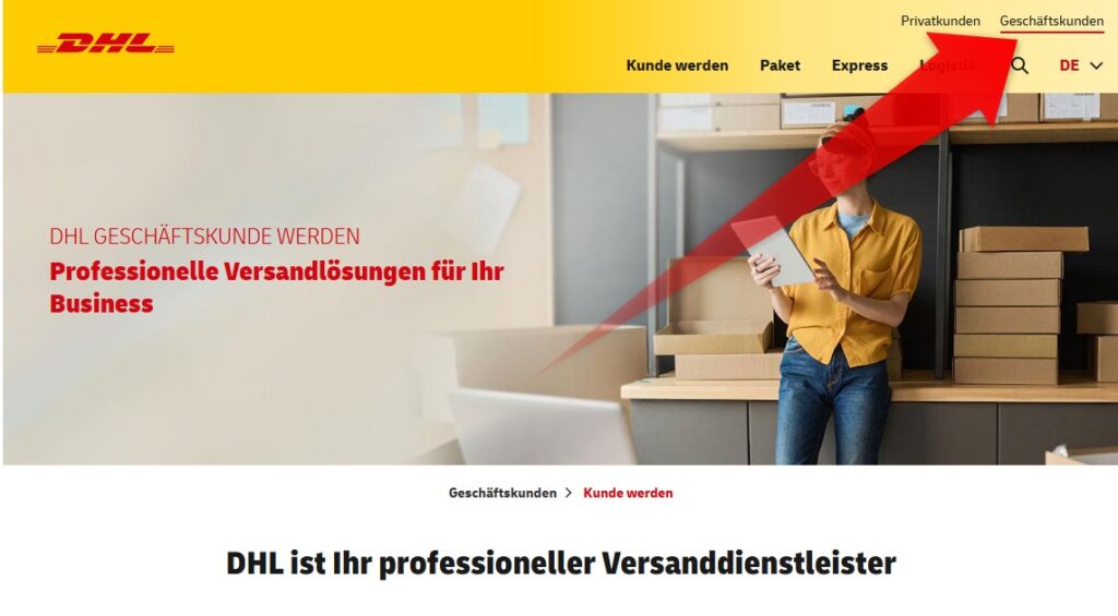 Geschäftskundenzugang von DHL