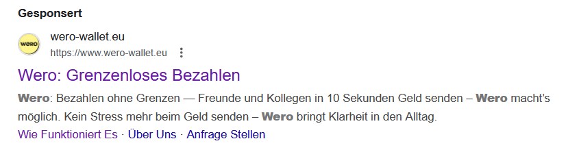 Gesponserte Anzeige bei Google Ads