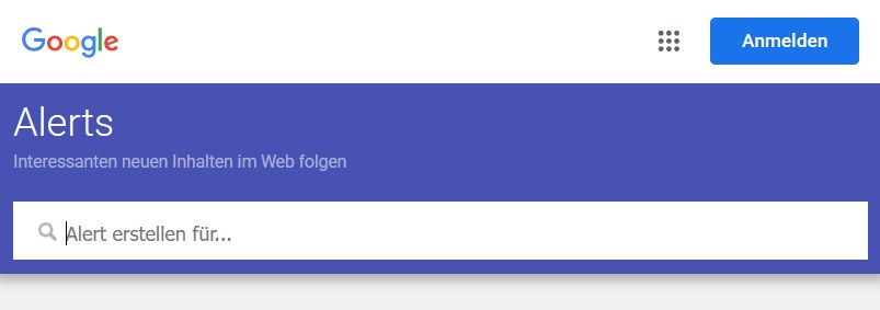 Google Alerts - Eingabefeld