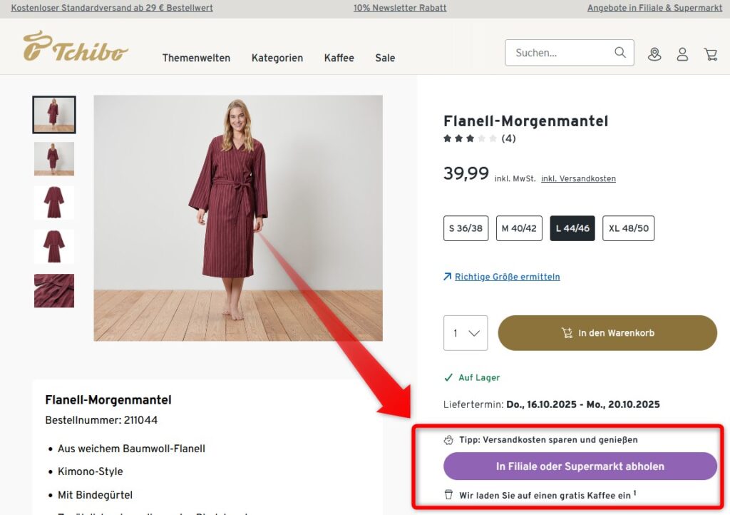 Online bestellen, in der Filiale abholen