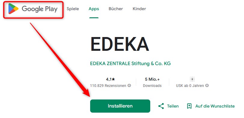 Edeka-App im Google-Play-Store