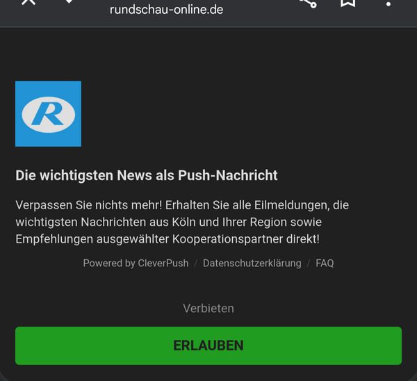 Push-Nachricht auf dem Smartphone
