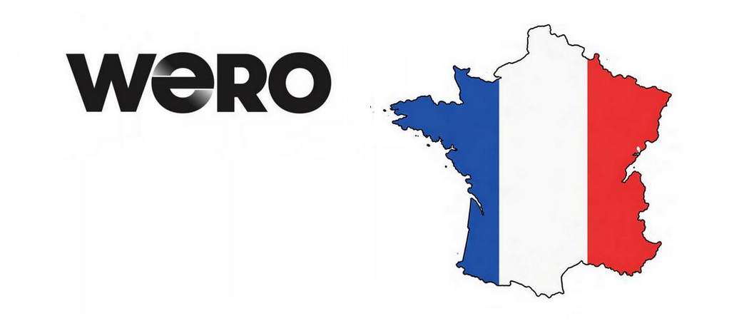 Wero-Logo und Karte von Frankreich in Landesfarben