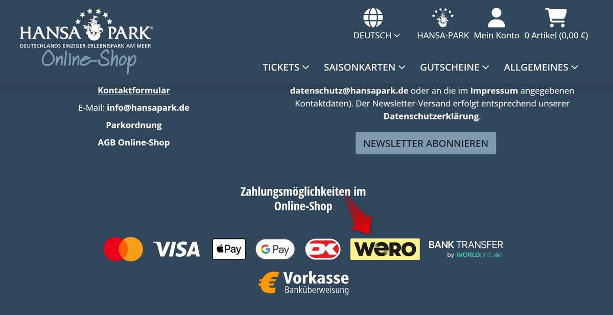 Hansapark Zahlungsart Wero