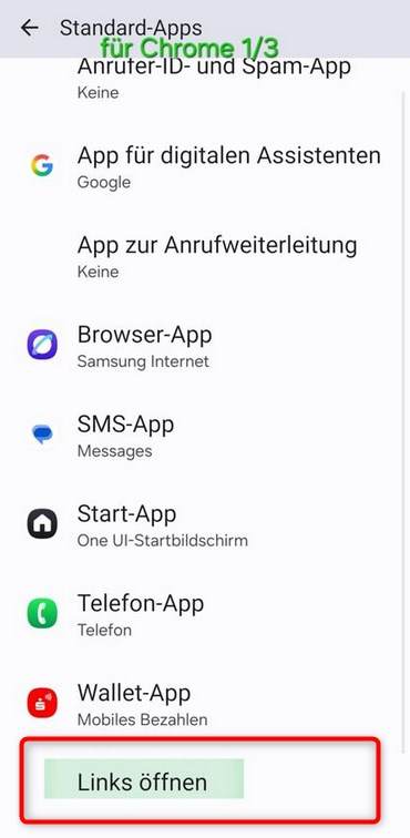 Links öffnen in Chrome