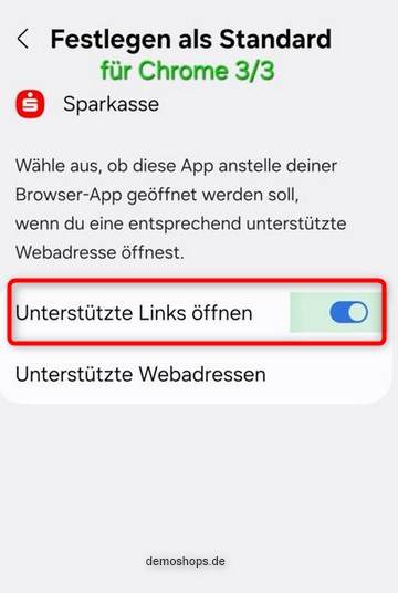 Chrome: unterstützte Links öffnen