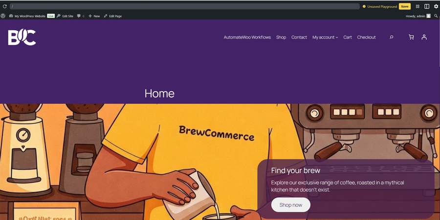 Screenshot WooCommerce Coffeeshop