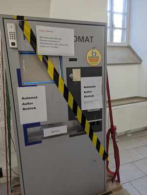 Kaputter Kassenautomat