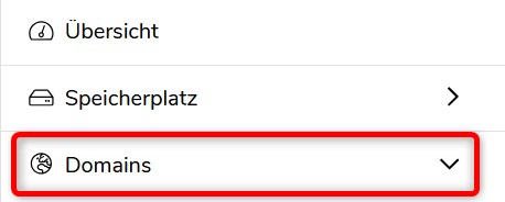 Menüpunkt Domains