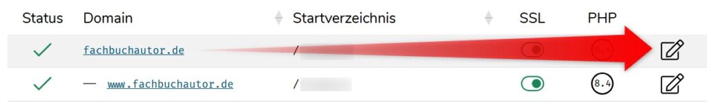 Domain mit Startverzeichnis verbinden