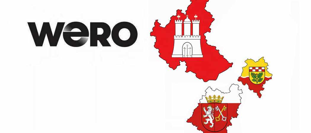 Wer-Logo und Wappen von Hamburg, Hanau und Eichenzell