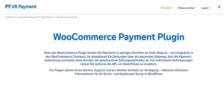 Erklärung zum WooCommerce Payment Plugin von VR Payments