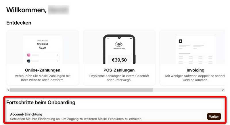 Mollie Account Einrichtung