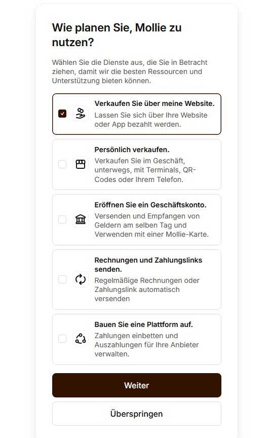 Abfrage für die Nutzung von Mollie