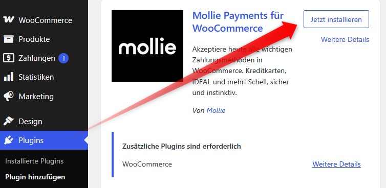 In WordPress das Plugin Mollie Payments für WooCommerce einrichten