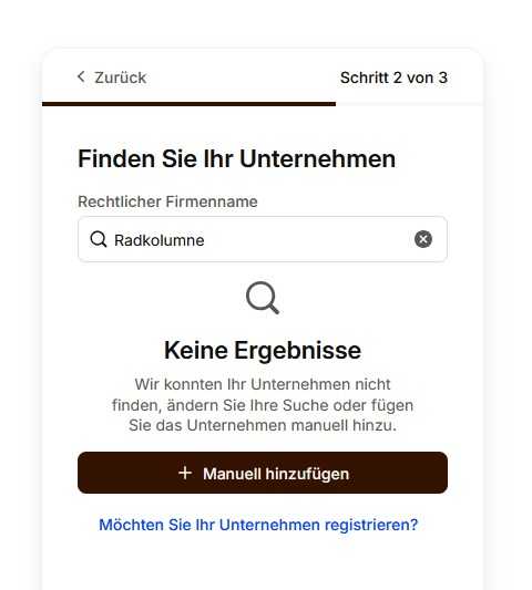 Firmenname manuell hinzufügen
