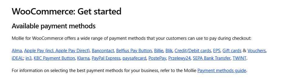 Auflistung von Zahlungsarten,