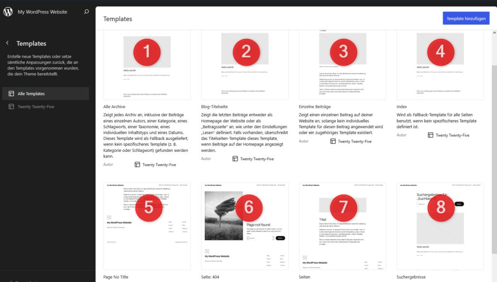 WordPress Templates Übersicht