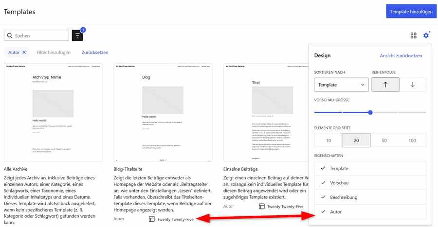 Templateverwaltung in WordPress 7