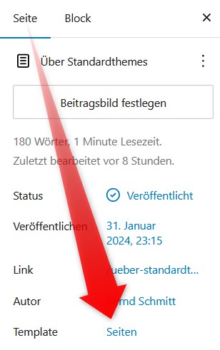 WordPress Seitentemplate zuweisen