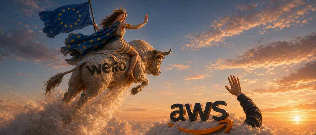 Europa reitet auf einem Stier und verabschiedet sich von Amazon AWS