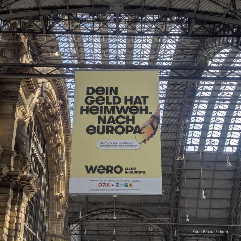 Wero-Werbung: Dein Geld hat Heimweh nach Europa. Wero made in Europe.