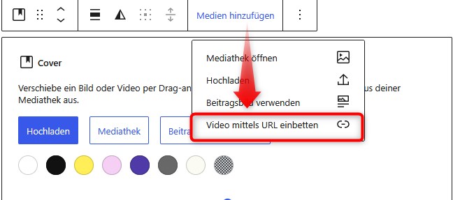Video in Cover-Block einbetten