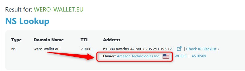 DNS-Check: wero-wallet.eu läufz auf Amazon-Servern