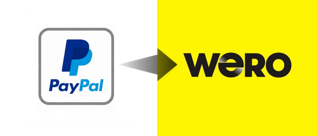 Paypal-Logo und Pfeil zu Wero-Logo