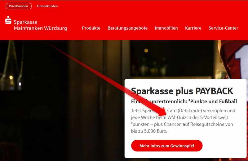Sparkasse bewirbt WM-Quiz