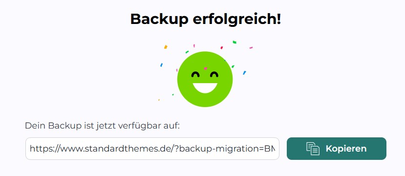 WordPress Backup erfolgreich abgeschlossen