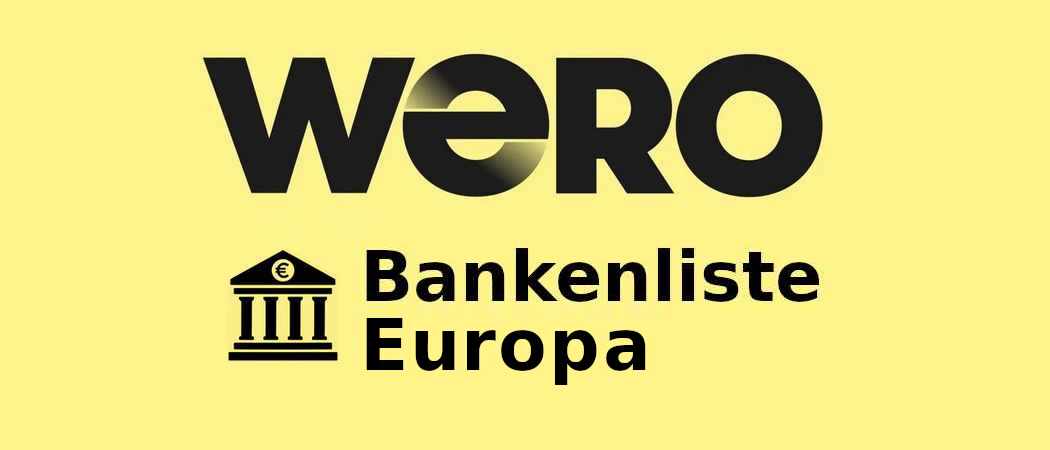 Banken-Icon. Wero Bankenliste Europa