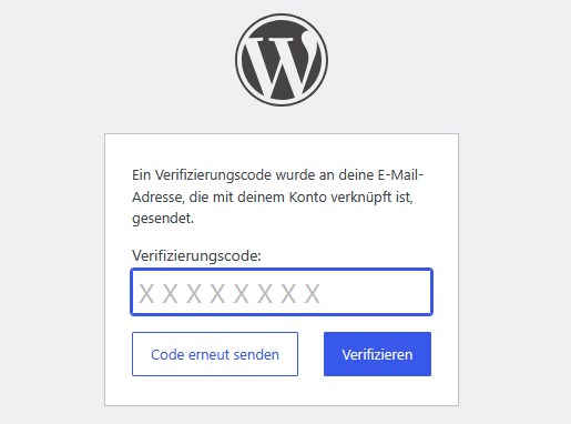Code-Eingabefeld im WordPress-Login-Screen
