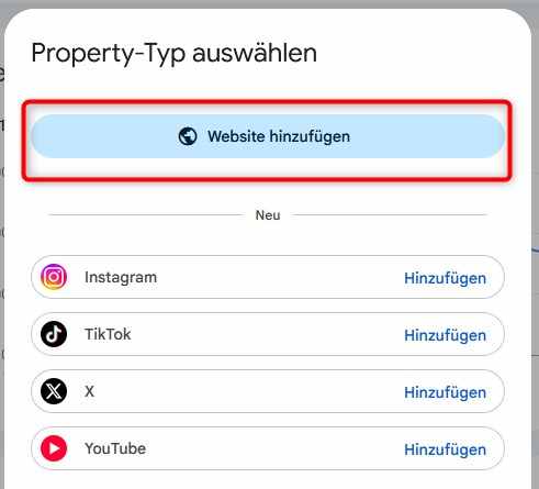 Google Search Console: Website hinzufügen
