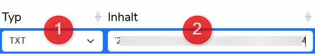TXT ist ausgewählt