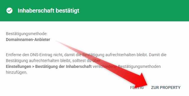 Google Site Verification: Inhaberschaft bestätigt