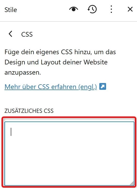 Leeres Eingabefeld für CSS-Code