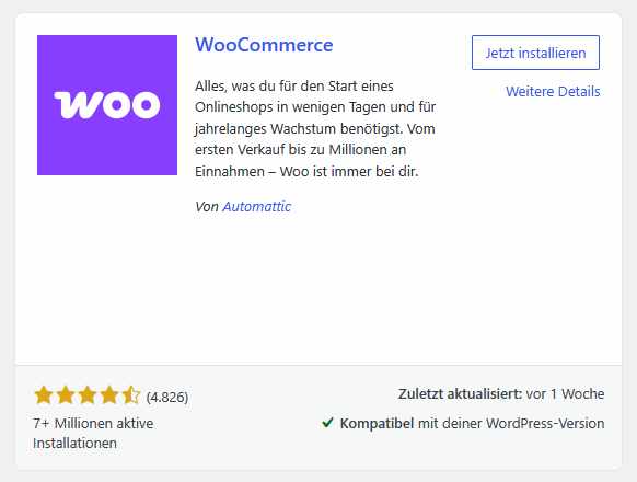 WooCommerce im Plugin-Verzeichnis